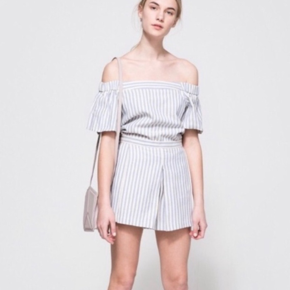 Farrow Women’s Echo Striped Pleated Cotton Shorts